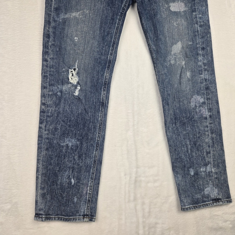 Fidelity Denim Jeans Womens 26 Axl Crop‎ Girlfriend Jean Painterly Distressed - Picture 3 of 11